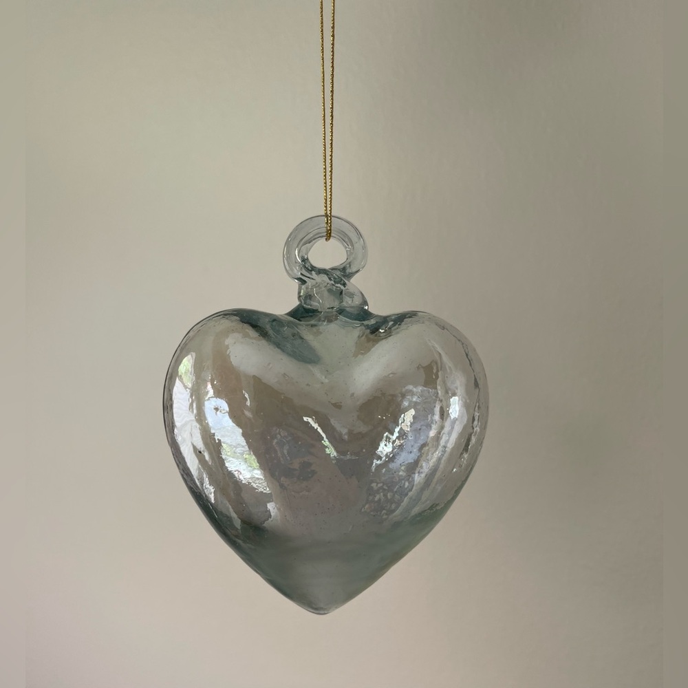 Beautiful Iridescent Blown Glass Heart Ornament